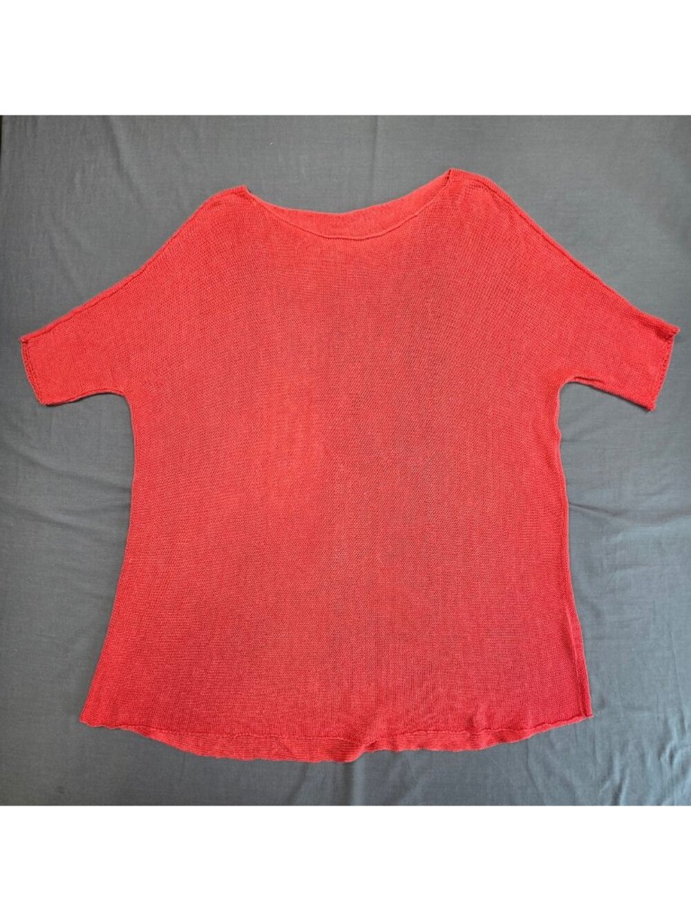 Eileen Fischer XL Oversized Knit Dress Swim Cover Corral Red 100% Hemp